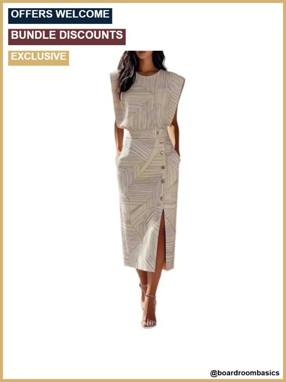 Sleeveless Printed Top & Slit Maxi Skirt 2 Piece Set Elegant Officewear